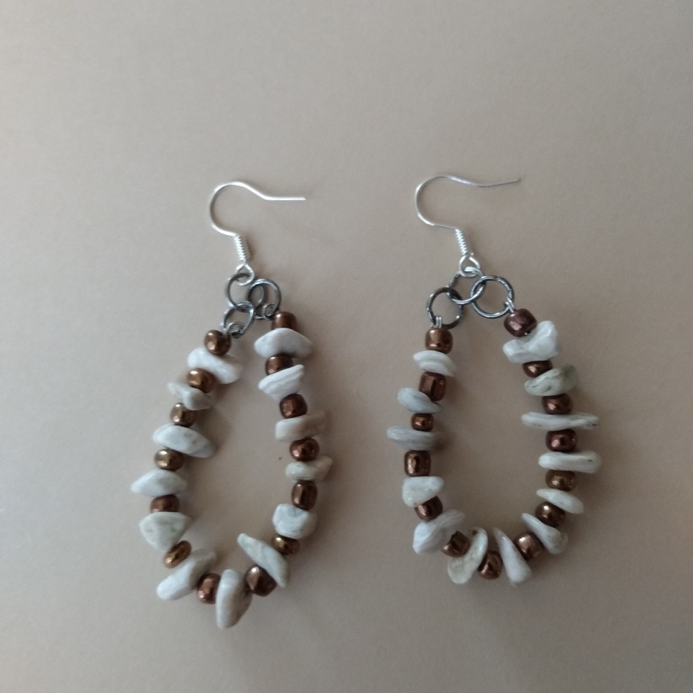 Handcrafted Jasper & Seed Bead Earrings